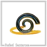 Blue Enamel Spiral Adjustable Statement Ring: Eternity Symbol 18 Karat Gold Filled Sterling Silver