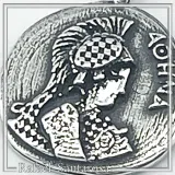 Athena Goddess Victorious Coin Pendant: Greek Museum Replica Oxidized Sterling Silver