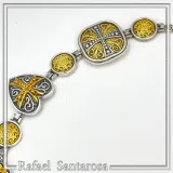 Handmade Byzantine Necklace Sterling Silver Oxidized 18K Gold Filled Topaz Amethyst Peridot Garnet Jewelry