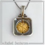 Jesus Christ Victorious Necklace: 18K Gold Christogram on Oxidized Silver. ICXC NIKA Orthodox Prayer
