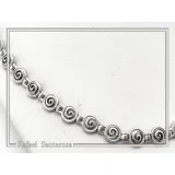 Spiral Eternity Symbol Beaded Necklace: Ancient Greek Museum Replica Jewelry Oxidized Sterling Silver