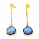 Sea Rock Drop Earrings: Sea Blue Enamel on Gold-Filled Sterling Silver