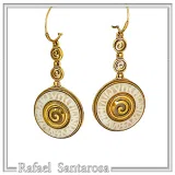 Ancient Greek Prayer to Sun Engraved Marble Spiral Earrings: 18k Gold Filled Sterling Silver