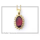 Handmade Garnet Pendant: Sterling Silver 18K Gold-Filled Bezel