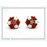 Floral Rose Flowers Shaped Alabaster Gems Stud Earrings: Bouquet of roses Silver Earrings