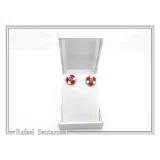 Floral Rose Flowers Shaped Alabaster Gems Stud Earrings: Bouquet of roses Silver Earrings