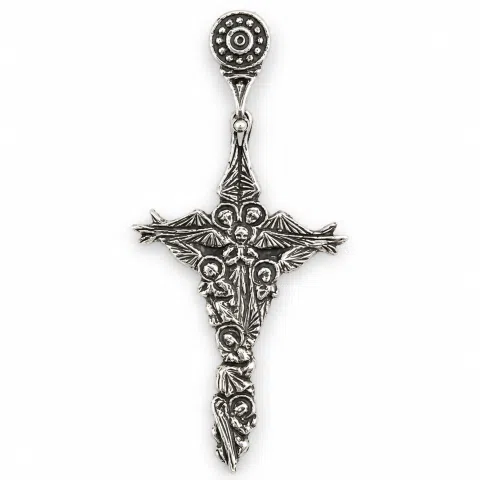 Byzantine 7 angels cross talisman, angel guardian, Greek orthodox Christian cross pendant