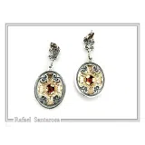 Natural Red Garnet Byzantine style Earrings: Oxidized & 18K Gold-Filled Sterling Silver,