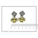 Byzantine Religious Cross Cufflinks: Oxidized & 18k Gold Filled Filigree Sterling Silver Christian cufflinks