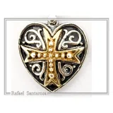 Maltese Knights Cross Holy Heart Earrings: Oxidized Sterling Silver and Gold-Filled