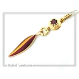 Olive Leaf Dangle Necklace: Natural Garnet and Enamel Floral Sterling Silver 18K Gold Filled