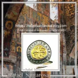 Jesus Christ Victorious ICXC NIKA Byzantine Talisman Adjustable Ring: 18K Gold & Oxidized Sterling Silver