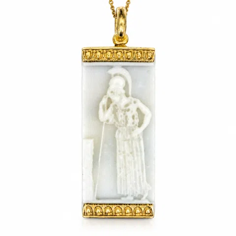 Athena Goddess Acropolis Museum Marble Pendant: 18K Gold-Filled Sterling Silver Replica