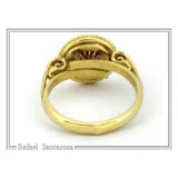Athena Owl Coin Tetradrachm Ring: Blue Transparent Enamel on 18K Gold-Filled Filigree Sterling Silver