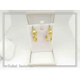 Ancient Greek Ionian Temple Column Natural Pearl Hoop Earrings Gold Filled Silver: Museum Jewelry
