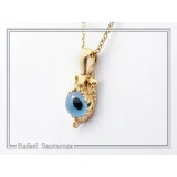 Evil Eye Necklace, Byzantine Filigree Talisman Against Evil: Sterling Silver 18K Gold Filled Charm