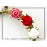 Rose Flowers Alabaster Gems Floral Charm for Girls: Sterling Silver 18K Gold Filled Necklace