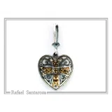 Byzantine Maltese Knights Cross Holy Heart Pendant: Oxidised and 18K Gold Filled Sterling Silver