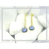 Sea Rock Drop Earrings: Sea Blue Enamel on Gold-Filled Sterling Silver