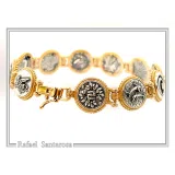 Greek Coins Museum Replicas Beaded Bracelet: 18K Gold-Filled and Oxidized Sterling Silver