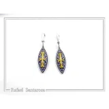Maltese Cross Drop Earrings. Medieval Jewelry: Oxidized and 18K Gold-Filled Sterling Silver