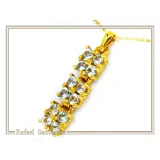 Natural Sky Blue Topaz Beaded Dangle Pendant: Silver 18k Gold Filled, Brilliant Cut Gems