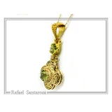 Byzantine Cross Pendant Sterling Silver 18k Gold Filled Peridot 5mm Gemstone Brilliant Cut Necklace