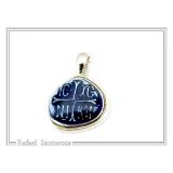 ICXC NIKA Constantinato Christogram Christian Cross Talisman Pendant: Blue Transparent Enamel Silver Necklace