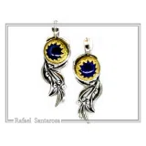 Natural Lapis Lazuli Olive Branch Earrings: Oxidized Sterling Silver, 18K Gold Filled Filigree Bezel