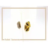 Byzantine Religious Cross Cufflinks: Oxidized & 18k Gold Filled Filigree Sterling Silver Christian cufflinks