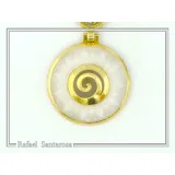 Greek Marble Sunflower Spiral Pendant: 18k Gold-Filled Sterling Silver Necklace
