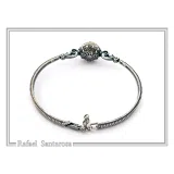 Natural Sky-Blue Topaz Byzantine Bracelet: Oxidised Sterling Silver with 18K Gold Filled Filigree Bezel