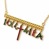 IC XC NIKA Dangle Necklace: Handmade Silver Gold Filled and enamel Christogram Talisman
