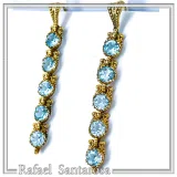 Sky Blue Topaz Vintage Drop Dangle Earrings, 18K Gold Filled Silver, Bridal Jewelry Gift