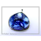 Sphinx of Delphi Greek Coin Necklace: Sky Blue Transparent Enamel on Sterling Silver Coin