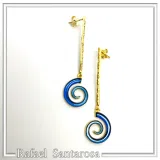 Blue Enamel Boho Spiral Symbol of Galaxy Drop Earrings: Sterling Silver Gold-Filled dangle Earrings
