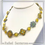 Handmade Byzantine Necklace Sterling Silver Oxidized 18K Gold Filled Topaz Amethyst Peridot Garnet Jewelry