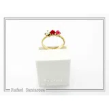 Sculptured Alabaster Rose Flowers Floral Statement Ring: 18K Gold-Filled Sterling Silver