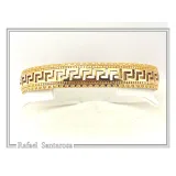 Greek Key Meander Design Adjustable Cuff Bracelet: Sterling Silver 18K Gold Filled