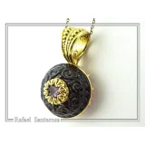 Art Deco Natural Amethyst Pendant: Oxidized and 18K Gold Filled Sterling Silver