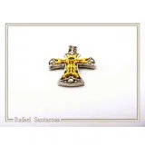 Byzantine Religious Christian Cross Necklace: Natural Garnet, Oxidized & 18K Gold filled Sterling Silver