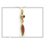 Olive Leaf Dangle Necklace: Natural Garnet and Enamel Floral Sterling Silver 18K Gold Filled