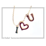 Personalized "I Love You" Red Heart Necklace: Sterling Silver 18K Gold Filled, Red Enamel