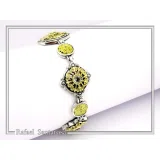 Byzantine Style Natural Gemstones Beaded Bracelet: Oxidized & 18K Gold-Filled Sterling Silver