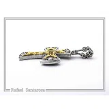 Byzantine Religious Christian Cross Necklace: Natural Garnet, Oxidized & 18K Gold filled Sterling Silver