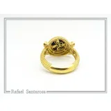 Natural Lapis Lazuli Ancient Greek Ionic Column Design Sterling Silver 18K Gold-Filled Ring