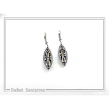Maltese Cross Drop Earrings. Medieval Jewelry: Oxidized and 18K Gold-Filled Sterling Silver