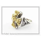 Byzantine Religious Cross Museum Inspired Ring: Oxidized Sterling Silver, 18K Gold Filled Filigree