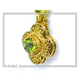 Byzantine Cross Sky-Blue Topaz Pendant: Handmade Filigree 18k Gold Filled Sterling Silver Necklace