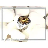 Byzantine Natural Garnet Ring for Her: Oxidized and 18K Gold filled Sterling Silver